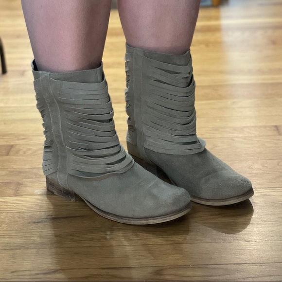 Ladies Matisse Leather ankle boots in gray suede - Picture 5 of 7